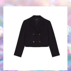 Admiral Crepe Double-Breasted Crop Blazer